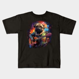 Pug Playing Guitar Kids T-Shirt